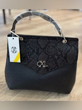 CXL by Christian Lacroix Black Sable Prism Python Satchel with Silver Logo